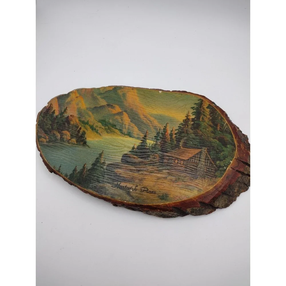 Vintage Hartwick Pines Live Wood Cabin In The Woods Plaque‎